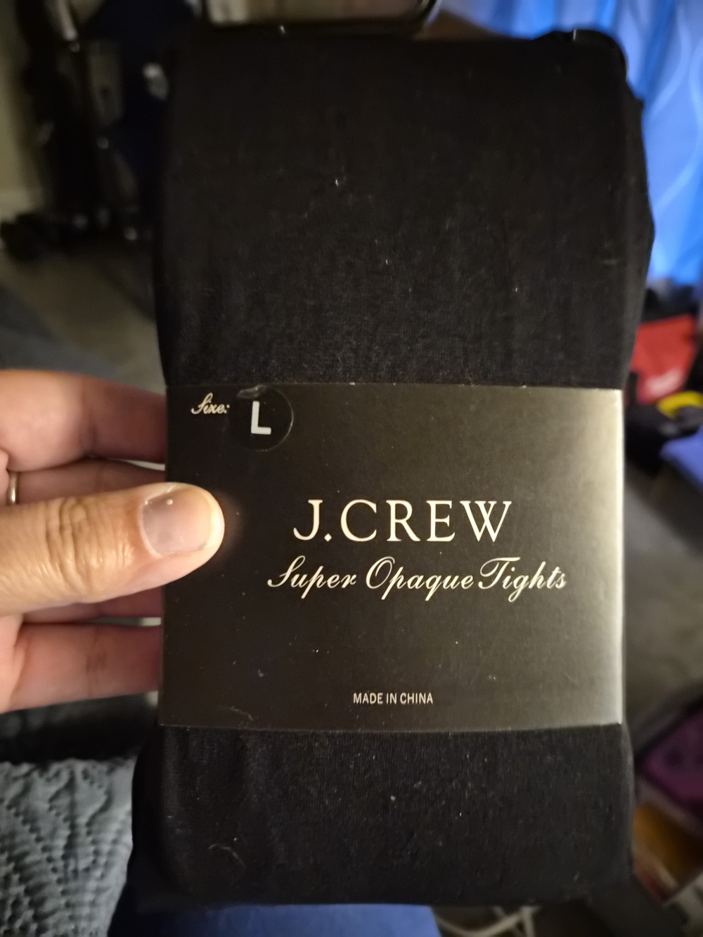 J Crew Super Opaque Black Tights Size Large
